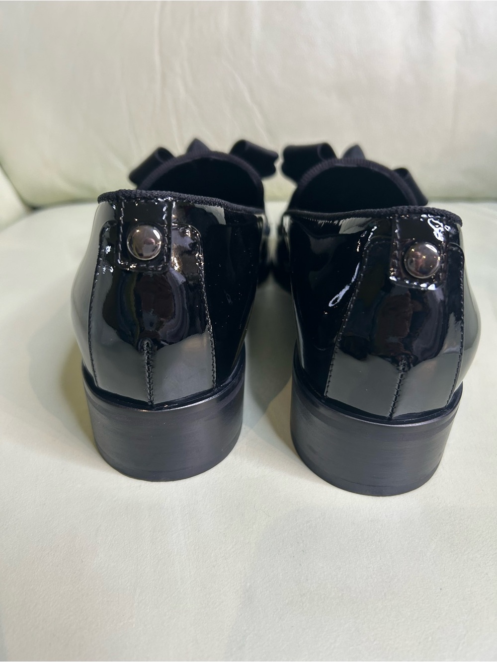 Browns couture Black Patent Bow Block Heel Loafers - Picture 3 of 7